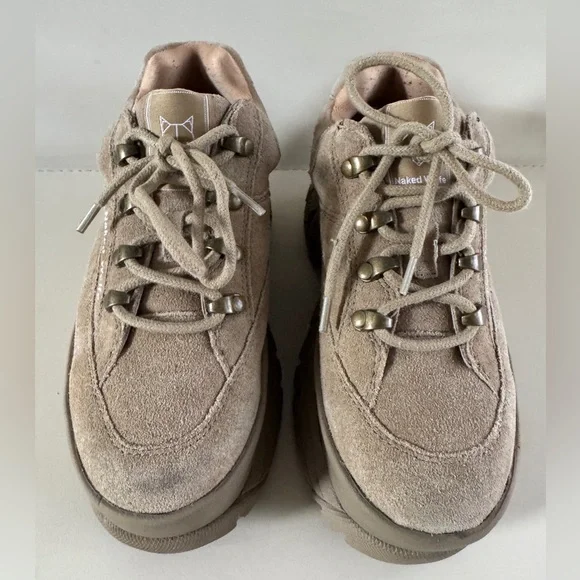 Naked Wolfe Sporty Platform Sneakers Taupe Suede Y2K Chunky Minimalist 90s - Picture 2 of 13